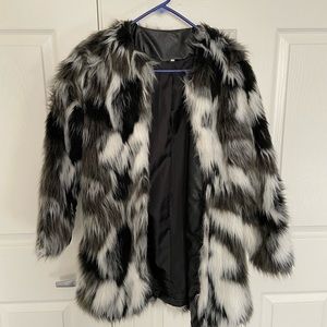 Faux fur multicolor coat